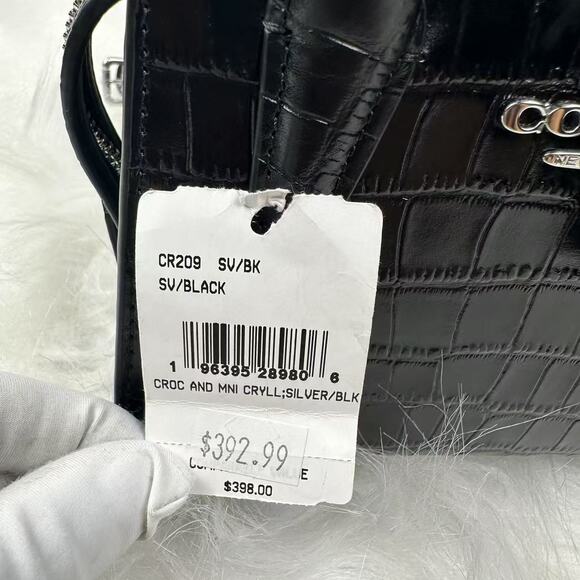 Coach Andrea Mini Carryall Crossbody Bag Crocodile-embossed Leather CR209 Black - Picture 7 of 9